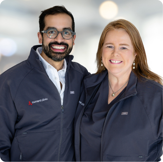 Portrait of Dr. Amin and Dr. Ryan cardiology providers representing Current Clinic’s team-based arrhythmia care